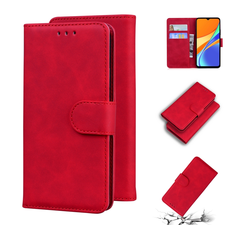 

For Xiaomi Redmi 9C Skin Feel Pure Color Flip Leather Phone Case(Red)