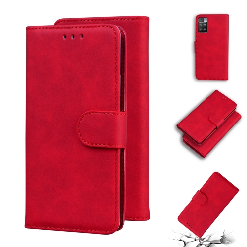 

For Xiaomi Redmi 10 Skin Feel Pure Color Flip Leather Phone Case(Red)