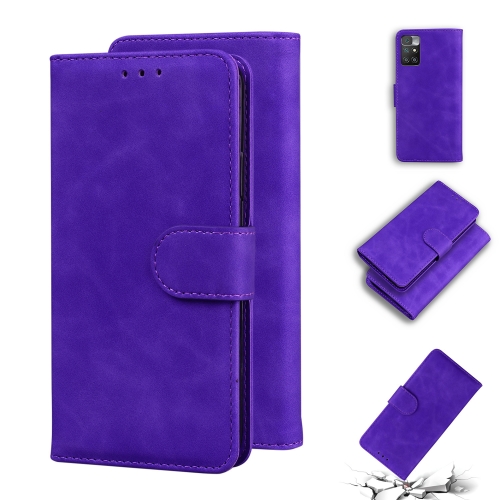 

For Xiaomi Redmi 10 Skin Feel Pure Color Flip Leather Phone Case(Purple)