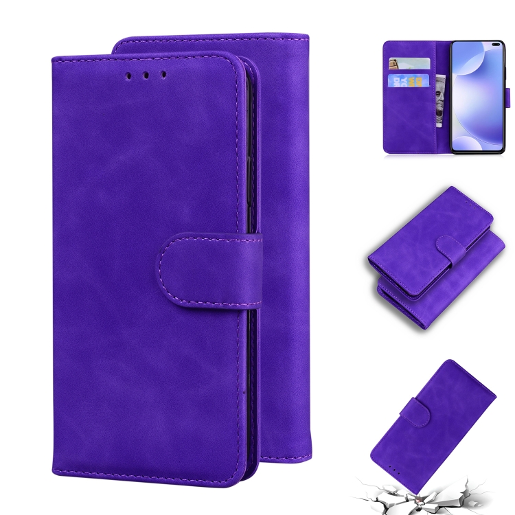 

For Xiaomi Redmi K30 Skin Feel Pure Color Flip Leather Phone Case(Purple)