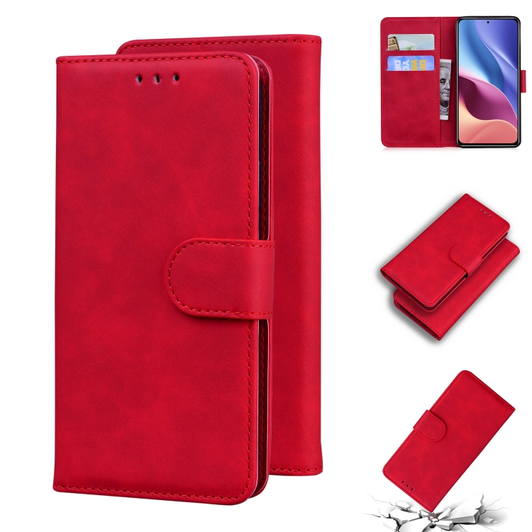 

For Xiaomi Redmi K40 / K40 Pro / Poco F3 Skin Feel Pure Color Flip Leather Phone Case(Red)