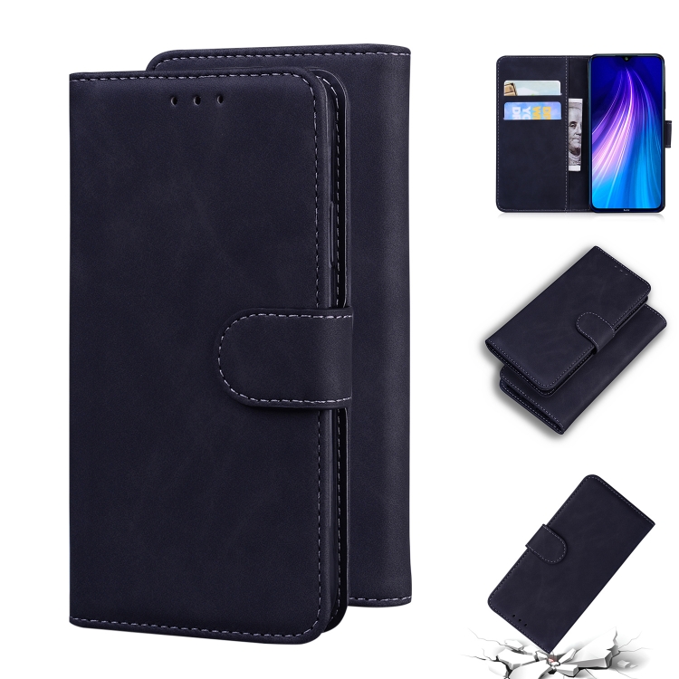 

For Xiaomi Redmi Note 8 Skin Feel Pure Color Flip Leather Phone Case(Black)
