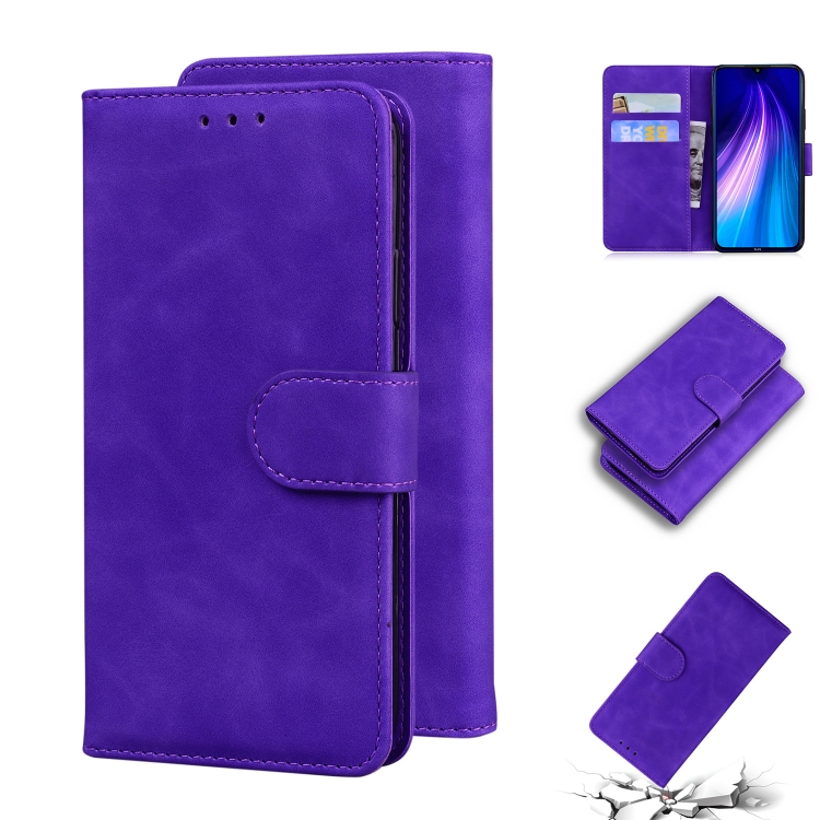 

For Xiaomi Redmi Note 8 Skin Feel Pure Color Flip Leather Phone Case(Purple)