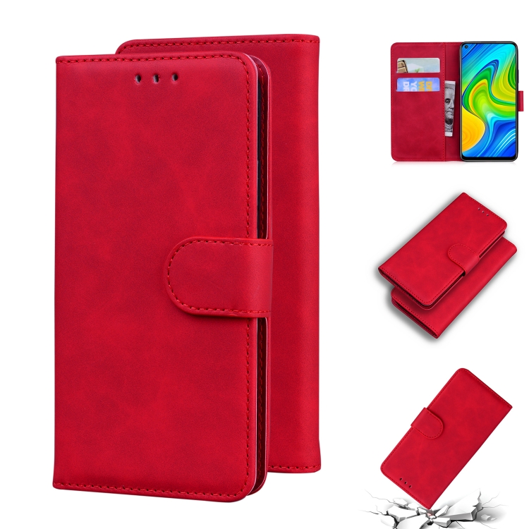 

For Xiaomi Redmi Note 9 / 10X 4G Skin Feel Pure Color Flip Leather Phone Case(Red)