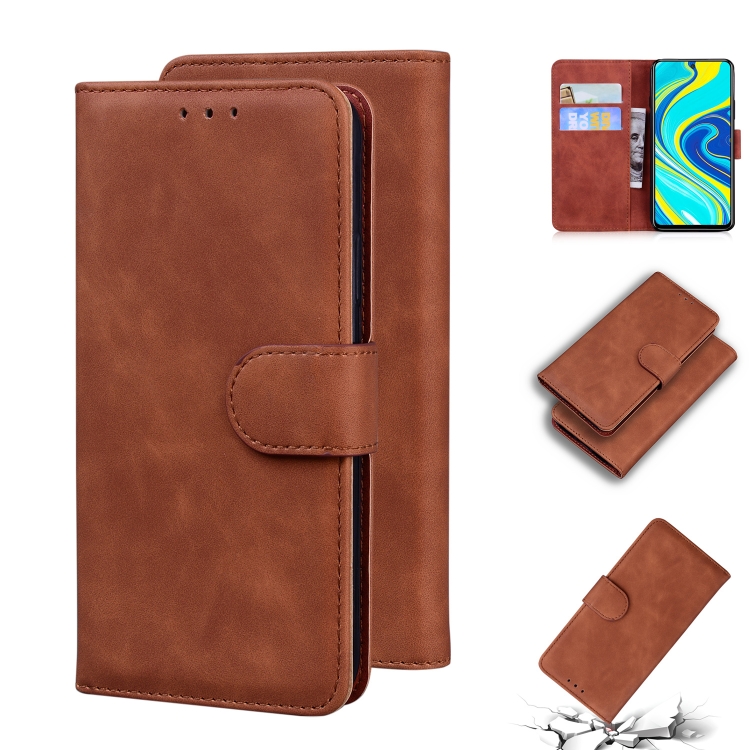 

For Xiaomi Redmi Note 9S / Note 9 Pro / Note 9 Pro Max Skin Feel Pure Color Flip Leather Phone Case(Brown)