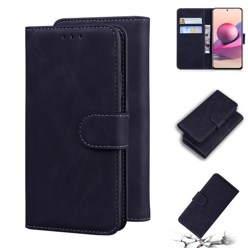 

For Xiaomi Redmi Note 10 4G / Note 10s Skin Feel Pure Color Flip Leather Phone Case(Black)