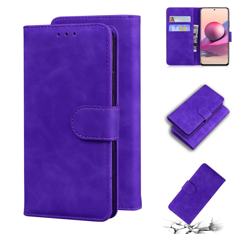 

For Xiaomi Redmi Note 10 4G / Note 10s Skin Feel Pure Color Flip Leather Phone Case(Purple)