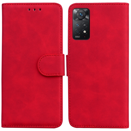 

For Xiaomi Redmi Note 11 Pro 5G / 4G Foreign Version Skin Feel Pure Color Flip Leather Phone Case(Red)