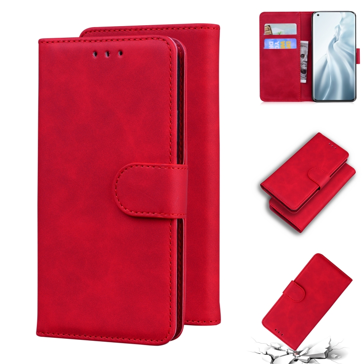 

For Xiaomi Mi 11 Skin Feel Pure Color Flip Leather Phone Case(Red)