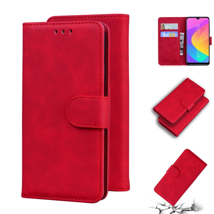 

For Xiaomi Mi CC9e / A3 Skin Feel Pure Color Flip Leather Phone Case(Red)