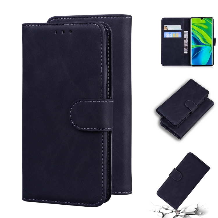 

For Xiaomi Mi CC9 Pro / Note 10 / Note 10 Pro Skin Feel Pure Color Flip Leather Phone Case(Black)