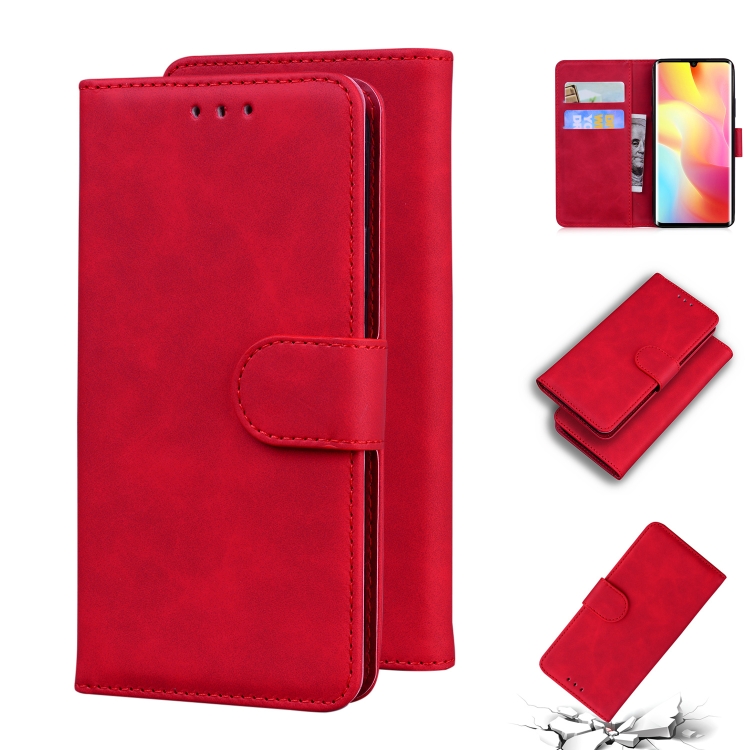 

For Xiaomi Mi Note 10 Lite Skin Feel Pure Color Flip Leather Phone Case(Red)