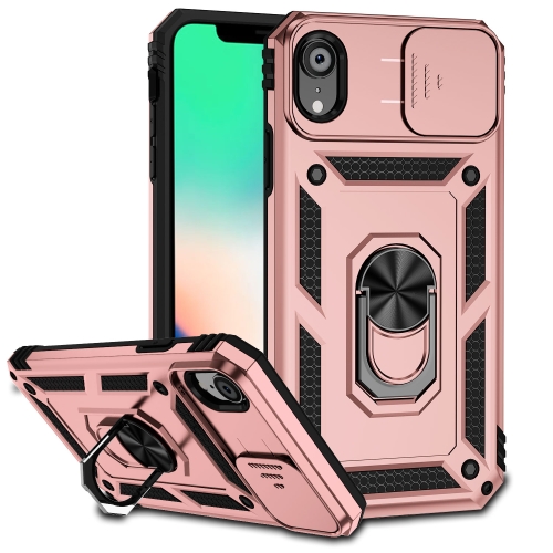 

For iPhone XR Sliding Camshield Holder Phone Case(Rose Gold)