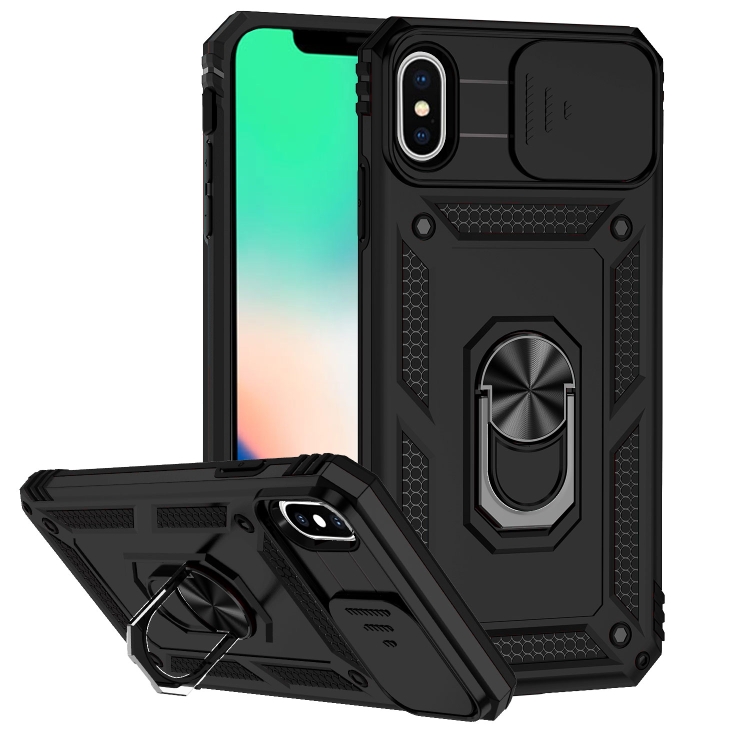 

For iPhone X / XS Sliding Camshield Holder Phone Case(Black)