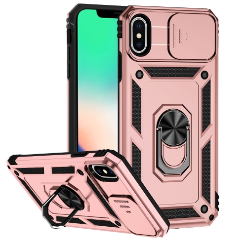 

For iPhone X / XS Sliding Camshield Holder Phone Case(Rose Gold)
