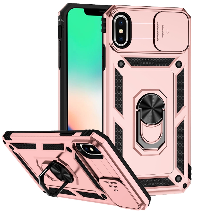 

Sliding Camshield Holder Phone Case For iPhone XS Max(Rose Gold)