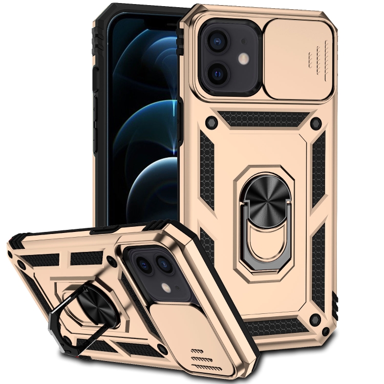 

For iPhone 12 mini Sliding Camshield Holder Phone Case (Gold)