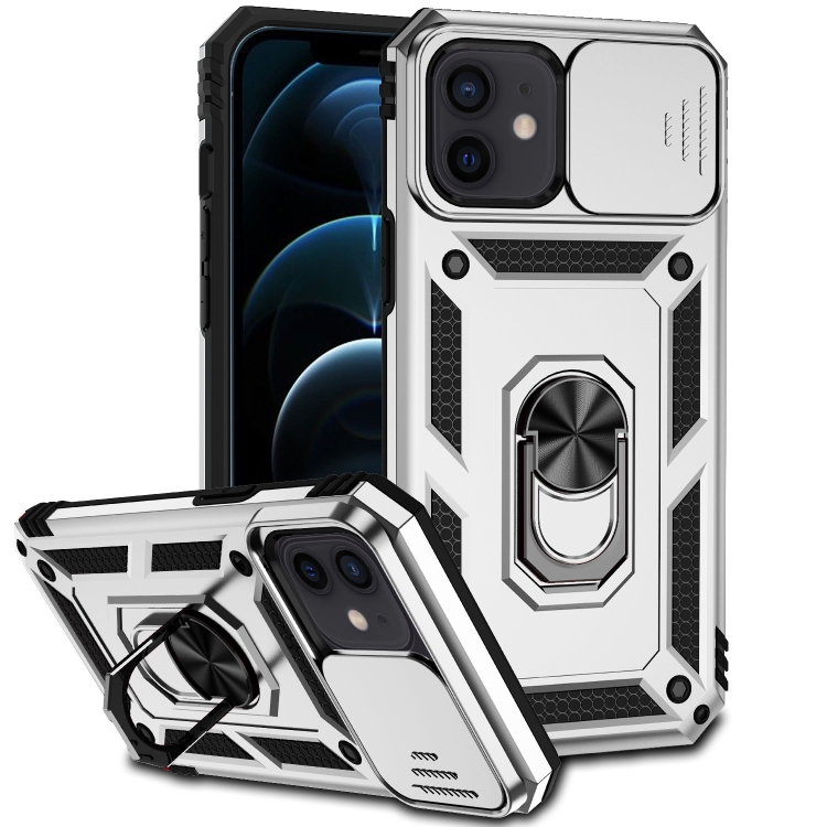 

For iPhone 12 mini Sliding Camshield Holder Phone Case (Silver)