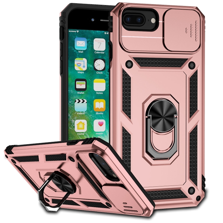 

Sliding Camshield Holder Phone Case For iPhone 8 Plus / 7 Plus / 6 Plus(Rose Gold)