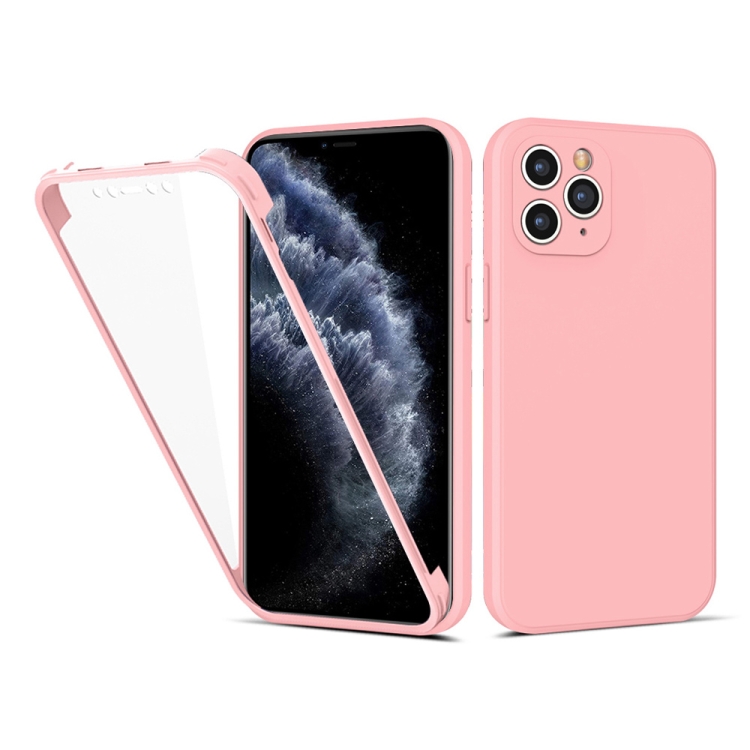 

For iPhone 12 Pro Imitation Liquid Silicone 360 Full Body Case(Pink)