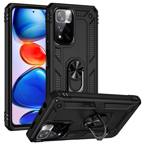 

For Xiaomi Redmi Note 11 Pro Shockproof TPU + PC Phone Case with 360 Degree Rotating Holder(Black)