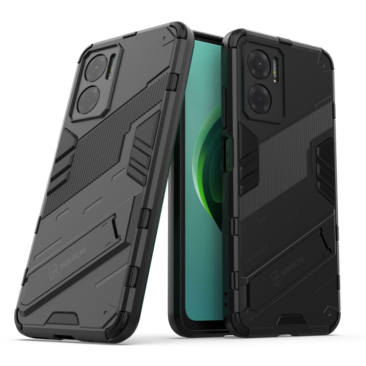 

For Xiaomi Redmi Note 11E 5G China Punk Armor 2 in 1 PC + TPU Shockproof Phone Case with Invisible Holder(Black)