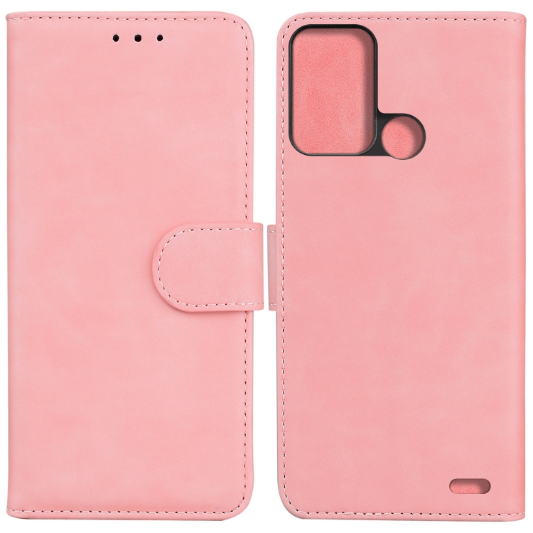 

For ZTE Blade A52 Skin Feel Pure Color Flip Leather Phone Case(Pink)