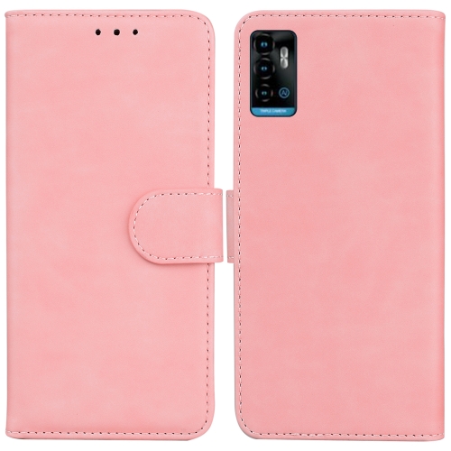 

For ZTE Blade A72 / V40 Vita Skin Feel Pure Color Flip Leather Phone Case(Pink)