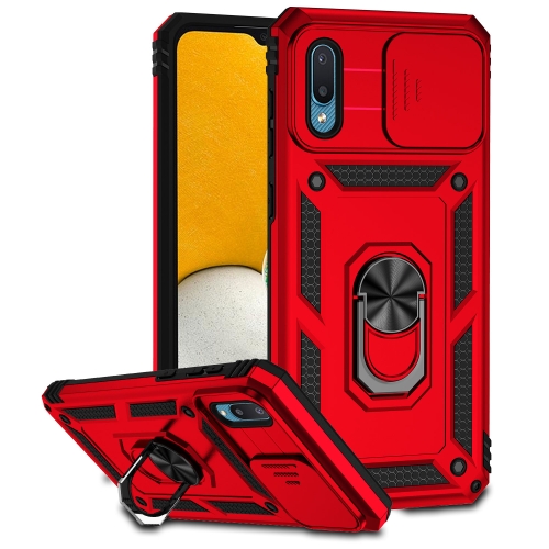 For Samsung Galaxy A02 Sliding Camshield Holder Phone Case(Red)