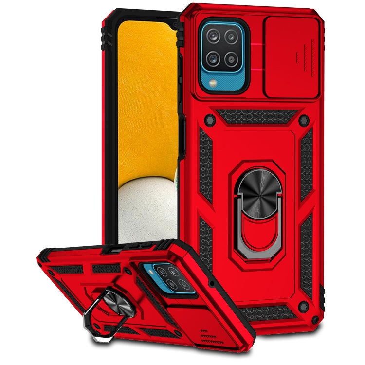 

For Samsung Galaxy A12 Sliding Camshield Holder Phone Case(Red)