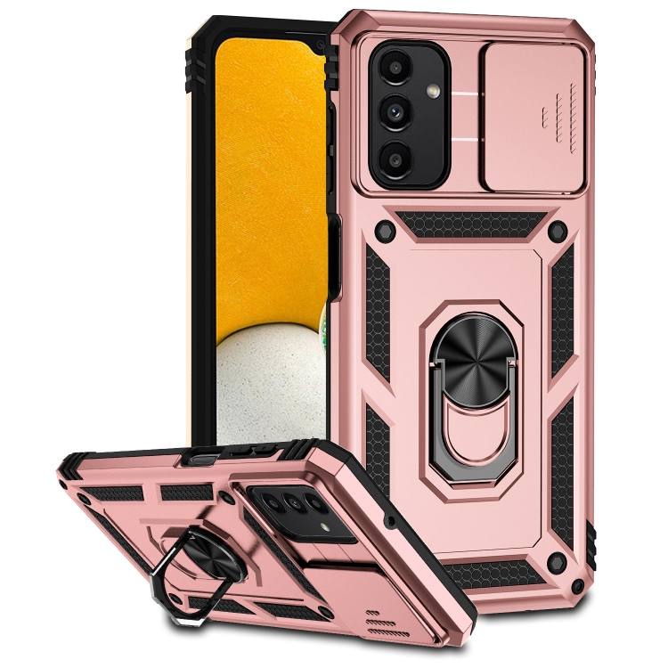 

For Samsung Galaxy A13 5G Sliding Camshield Holder Phone Case(Rose Gold)