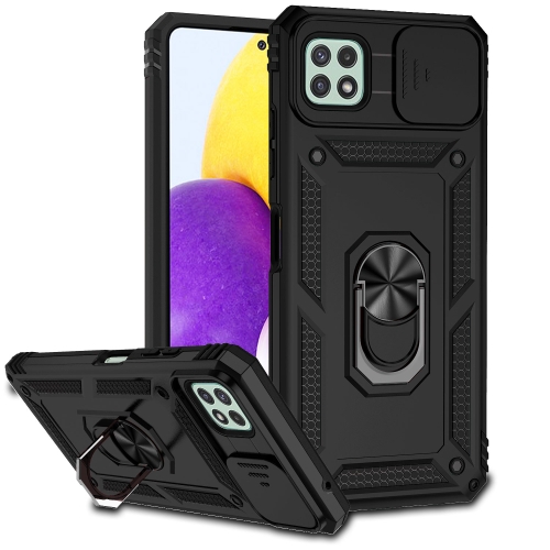 

For Samsung Galaxy A22 5G Sliding Camshield Holder Phone Case(Black)