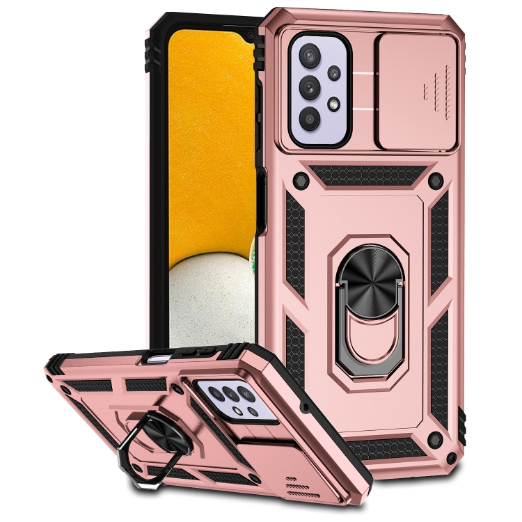 

For Samsung Galaxy A23 5G Sliding Camshield Holder Phone Case(Rose Gold)