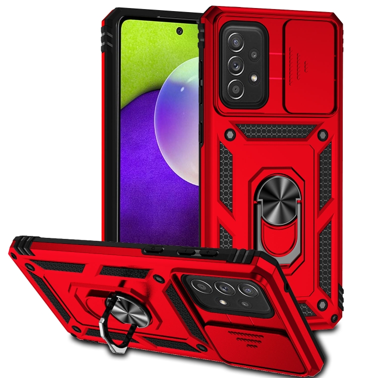 

For Samsung Galaxy A73 5G Sliding Camshield Holder Phone Case(Red)