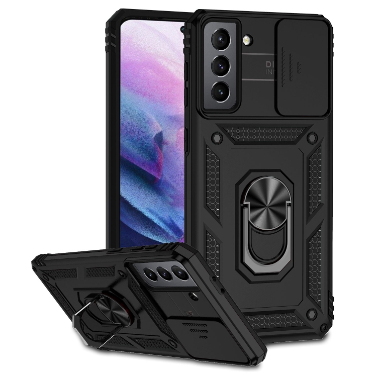 

For Samsung Galaxy S21 5G Sliding Camshield Holder Phone Case(Black)