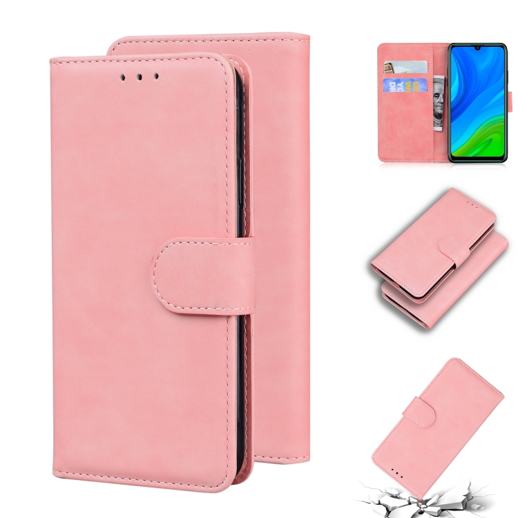 

For Huawei P smart 2020 Skin Feel Pure Color Flip Leather Phone Case(Pink)