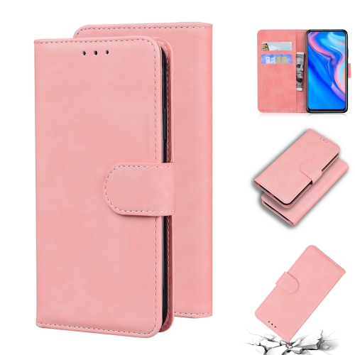 

For Huawei P smart Z / Y9 Prime 2019 / Honor 9X Global Skin Feel Pure Color Flip Leather Phone Case(Pink)