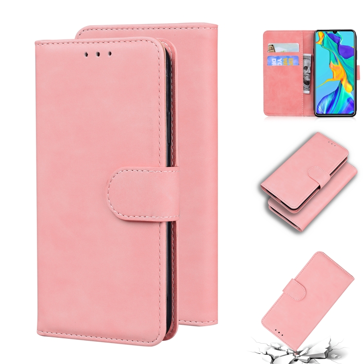

For Huawei P30 Skin Feel Pure Color Flip Leather Phone Case(Pink)