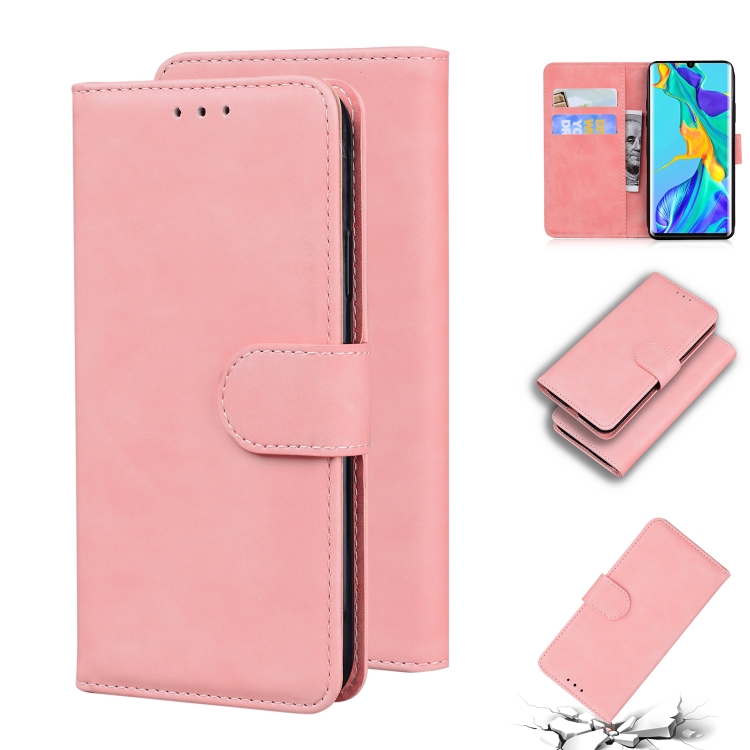 

For Huawei P30 Pro Skin Feel Pure Color Flip Leather Phone Case(Pink)