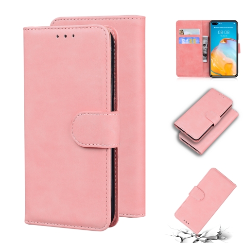 

For Huawei P40 Skin Feel Pure Color Flip Leather Phone Case(Pink)