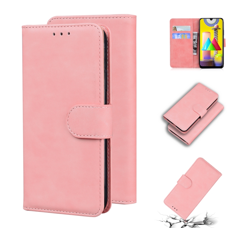 

For Samsung Galaxy M31 Skin Feel Pure Color Flip Leather Phone Case(Pink)