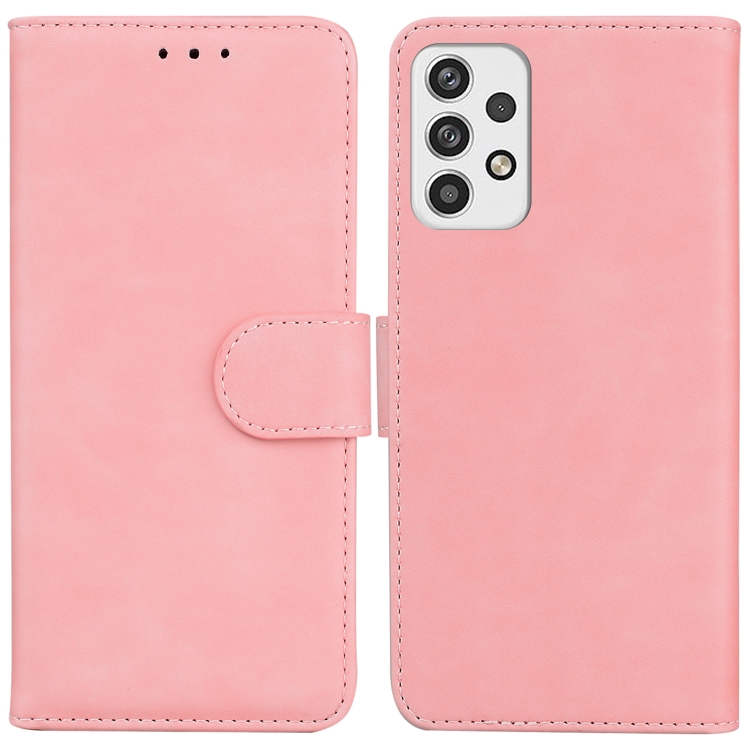 

For Samsung Galaxy A23 Skin Feel Pure Color Flip Leather Phone Case(Pink)