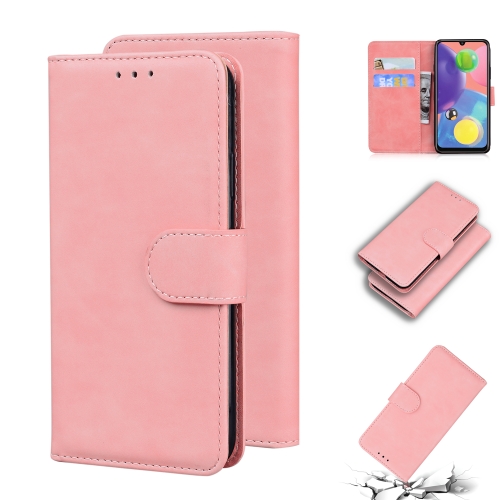 

For Samsung Galaxy A70 / A70s Skin Feel Pure Color Flip Leather Phone Case(Pink)