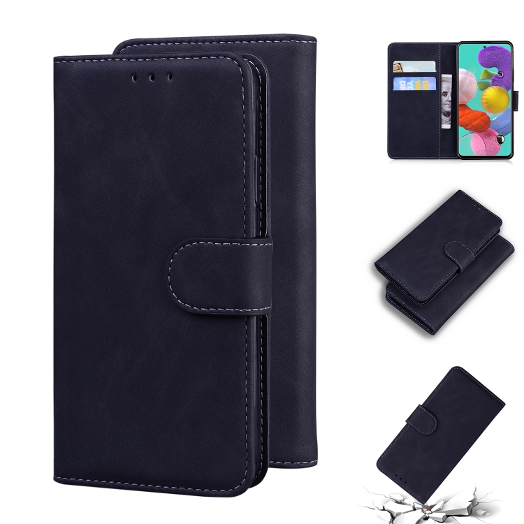 

For Samsung Galaxy A71 4G Skin Feel Pure Color Flip Leather Phone Case(Black)