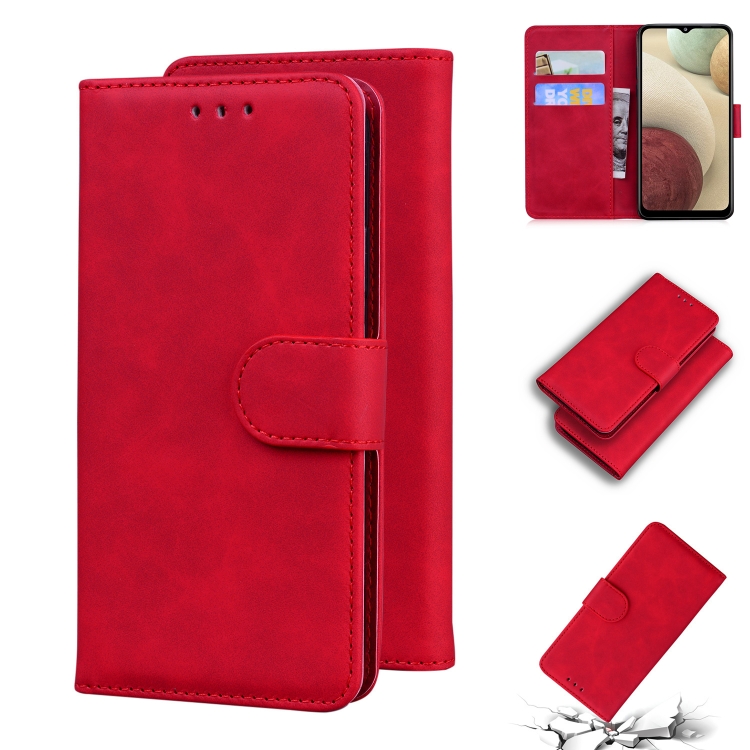 

For Samsung Galaxy M32 4G / F22 4G Skin Feel Pure Color Flip Leather Phone Case(Red)