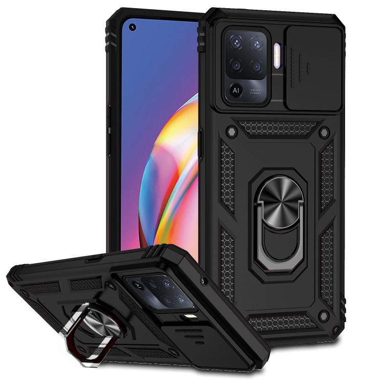 

For OPPO A94 Sliding Camshield Holder Phone Case(Black)