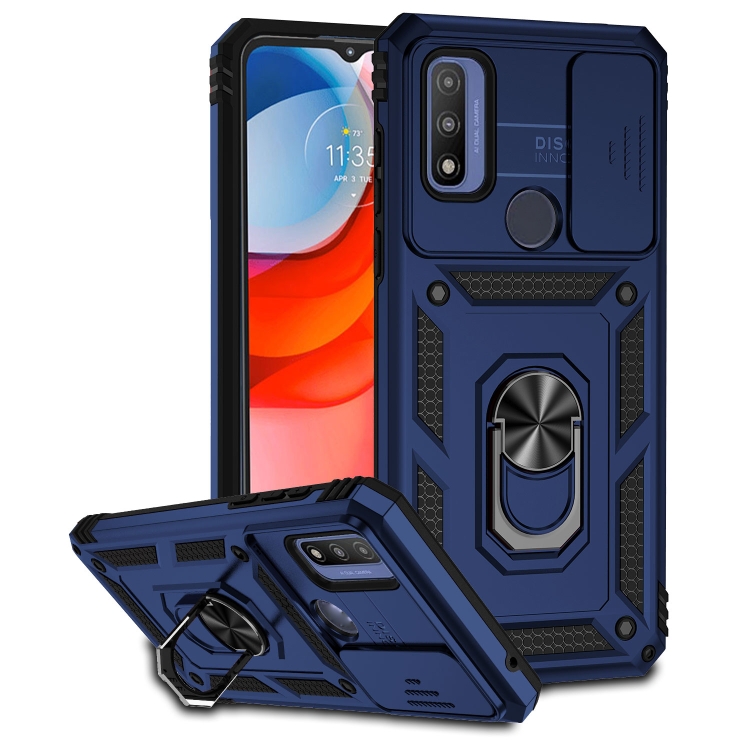 

For Motorola Moto G Pure Sliding Camshield Holder Phone Case(Blue)