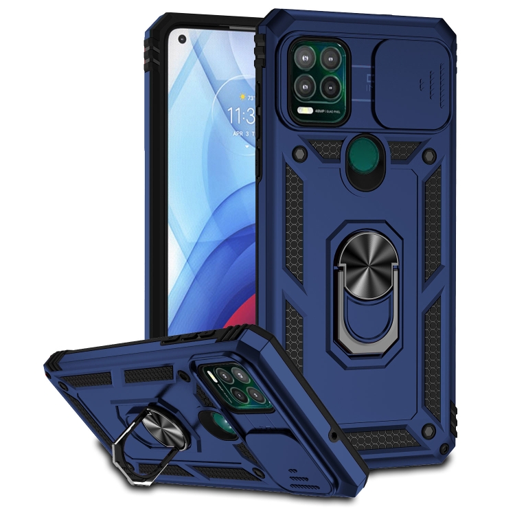 

For Motorola Moto G Stylus 5G Sliding Camshield Holder Phone Case(Blue)