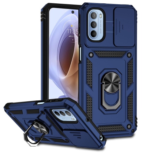 

For Motorola Moto G31 Sliding Camshield Holder Phone Case(Blue)