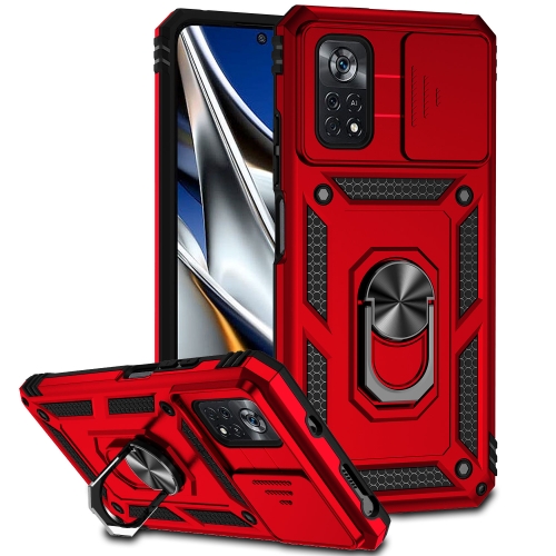 

For Xiaomi Poco X4 Pro 5G Sliding Camshield Holder Phone Case(Red)